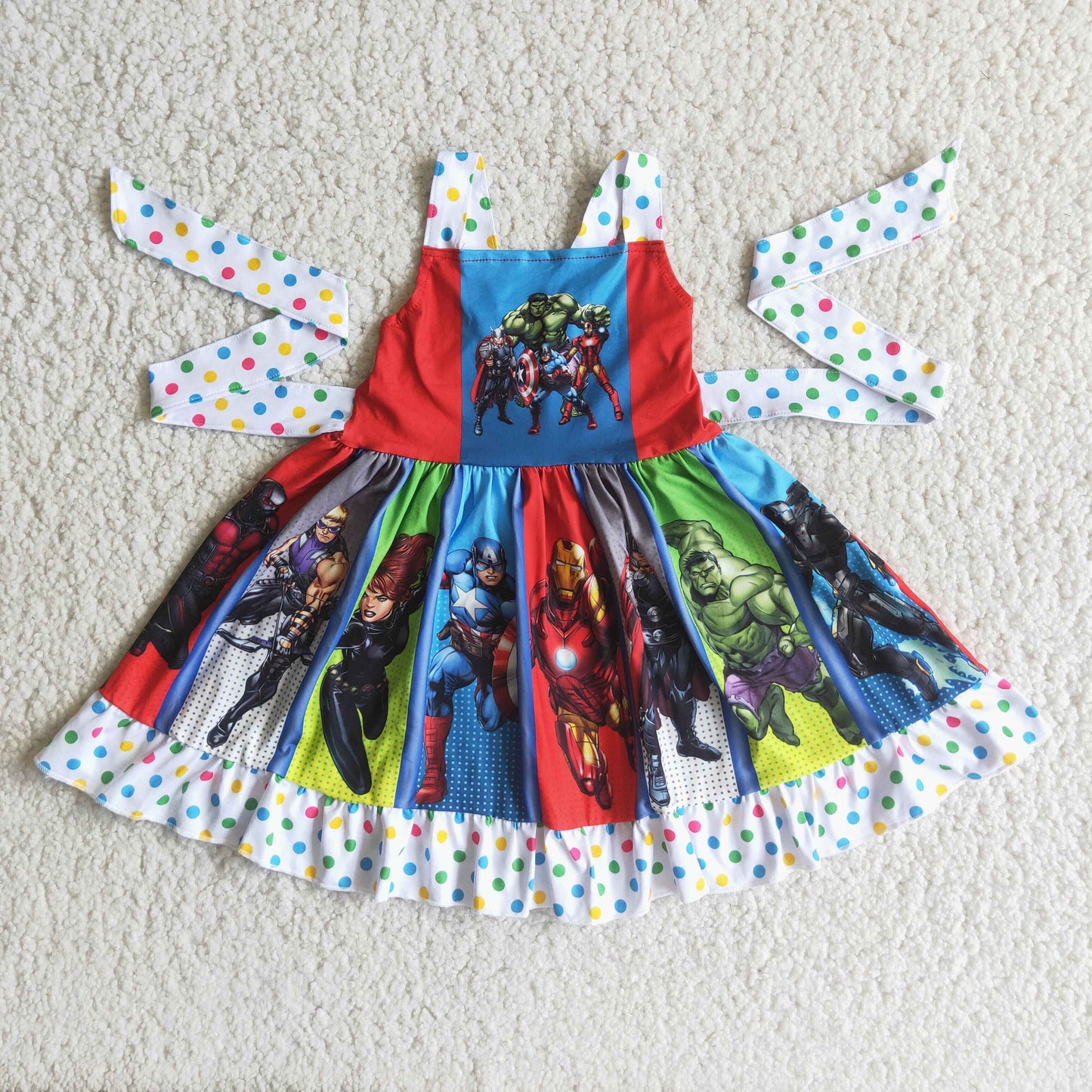 D4-17 Cartoon Movie Hero Girls Summer Sleeveless Twirl Dress