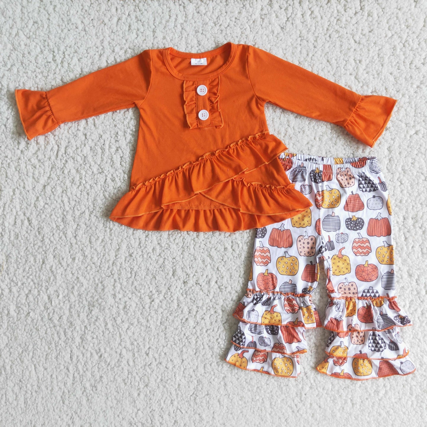 Long sleeve ruffles pants pumpkin outfits 6 A13-28