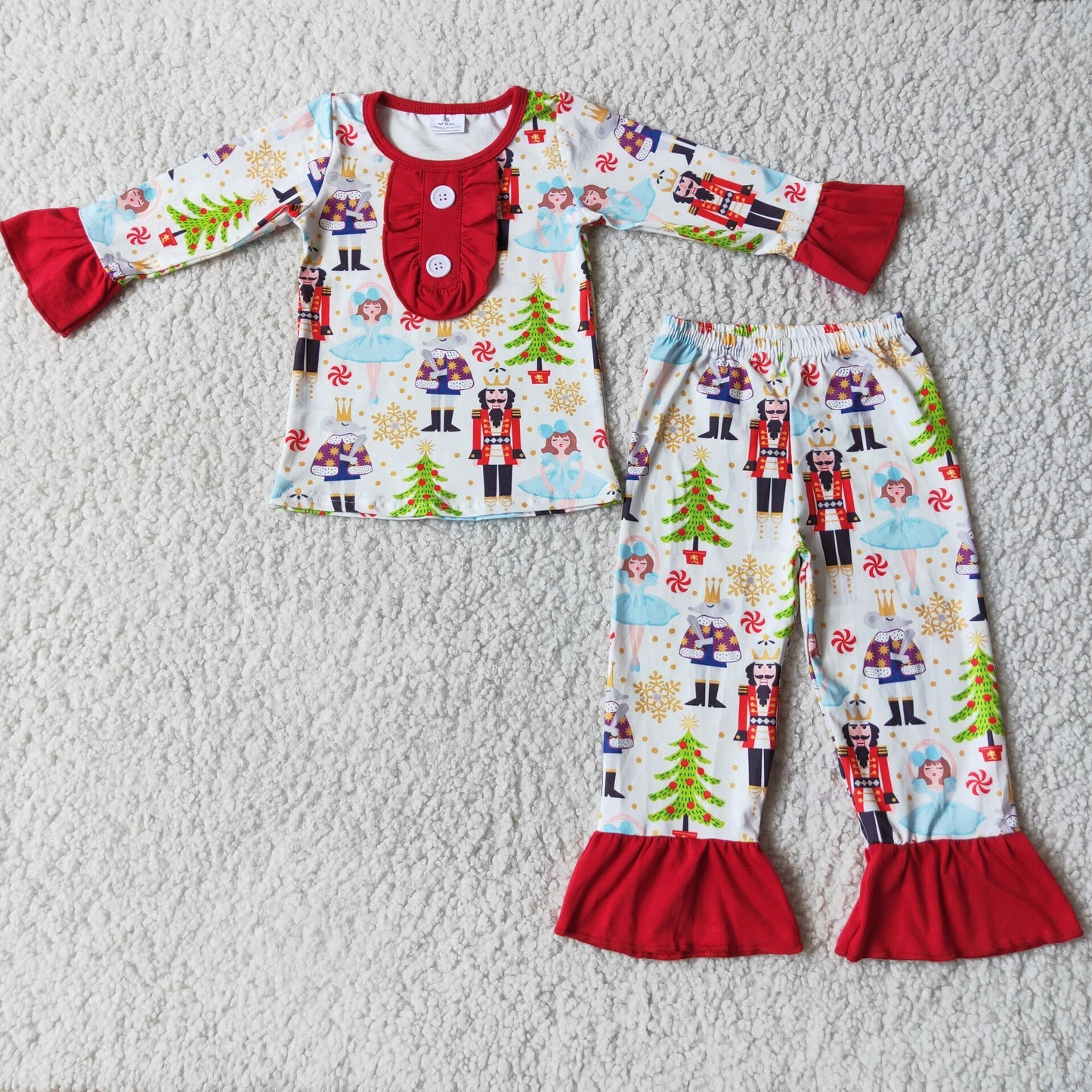 (Promotion) 6 C7-5 Nutcracke* Soldier Print Girls Christmas Pajamas Clothes Set