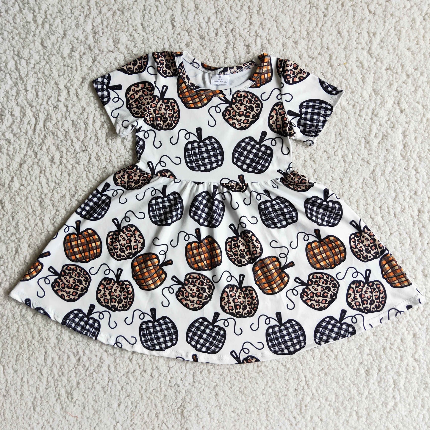 Short sleeve knee length pumpkin dress E4-30