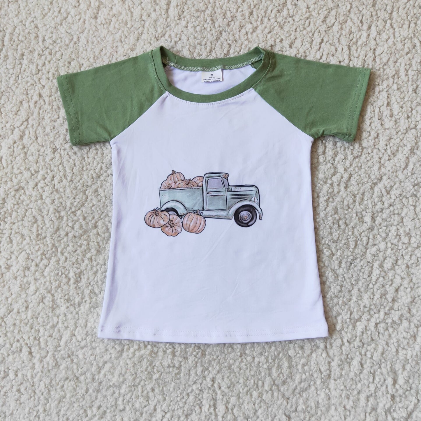 (Promotion)Short sleeve kids pumpkin truck Tee shirts top A15-13