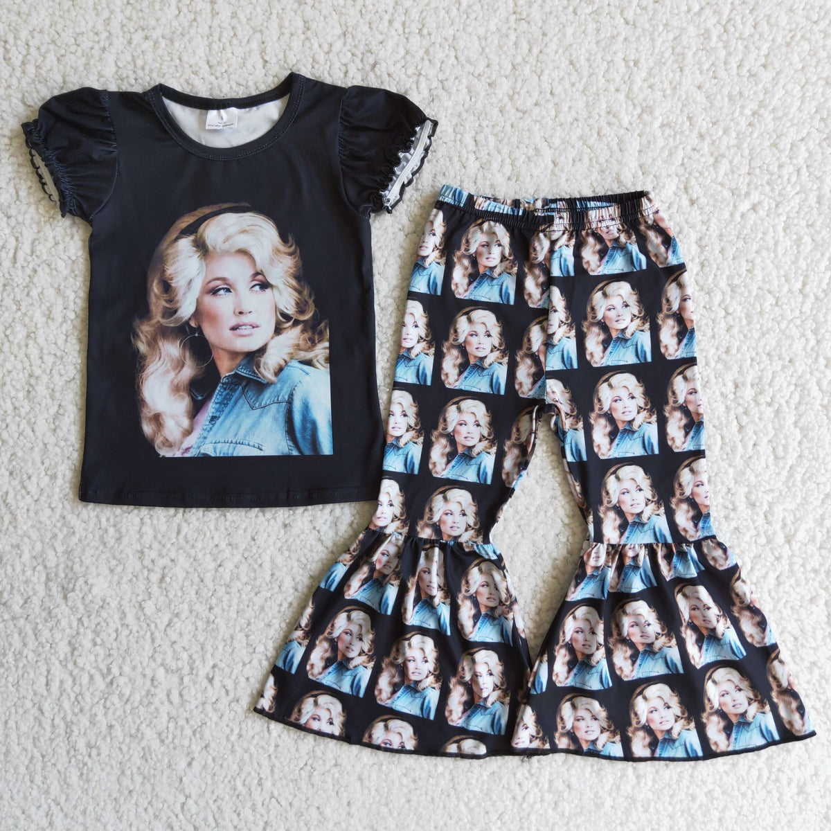 (Promotion)Dolly Short Sleeve Top Bell Bottom Pants Girls Outfits D3-3