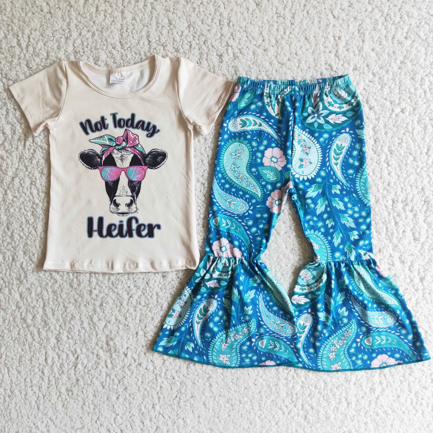 (Promotion)Girls heifer print western outfits E4-19