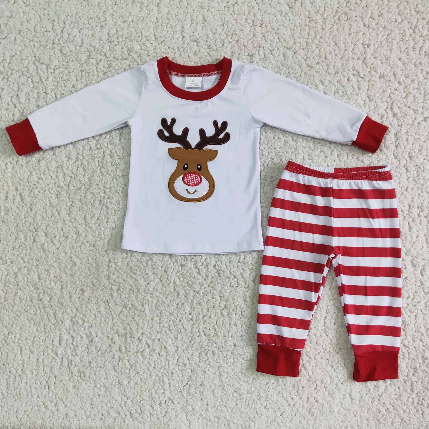Boy's long sleeve pants Christmas embroideried outfits 6 A18-28