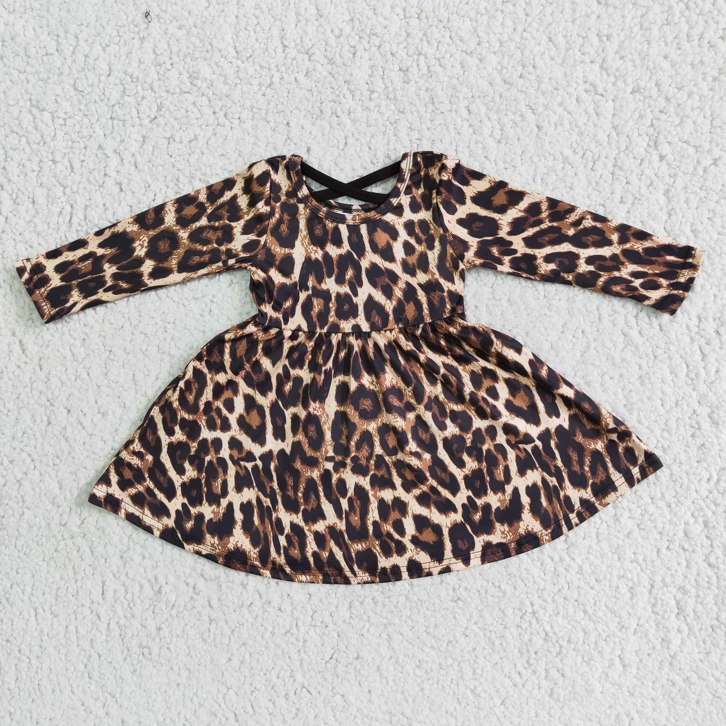 (Promotion)Long sleeve knee length leopard print dress 6 A15-30