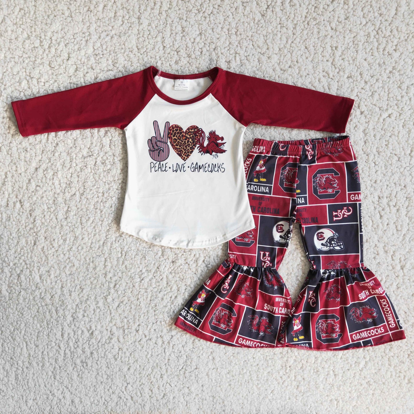 6 A12-16 Long sleeve bell bottom pants outfits