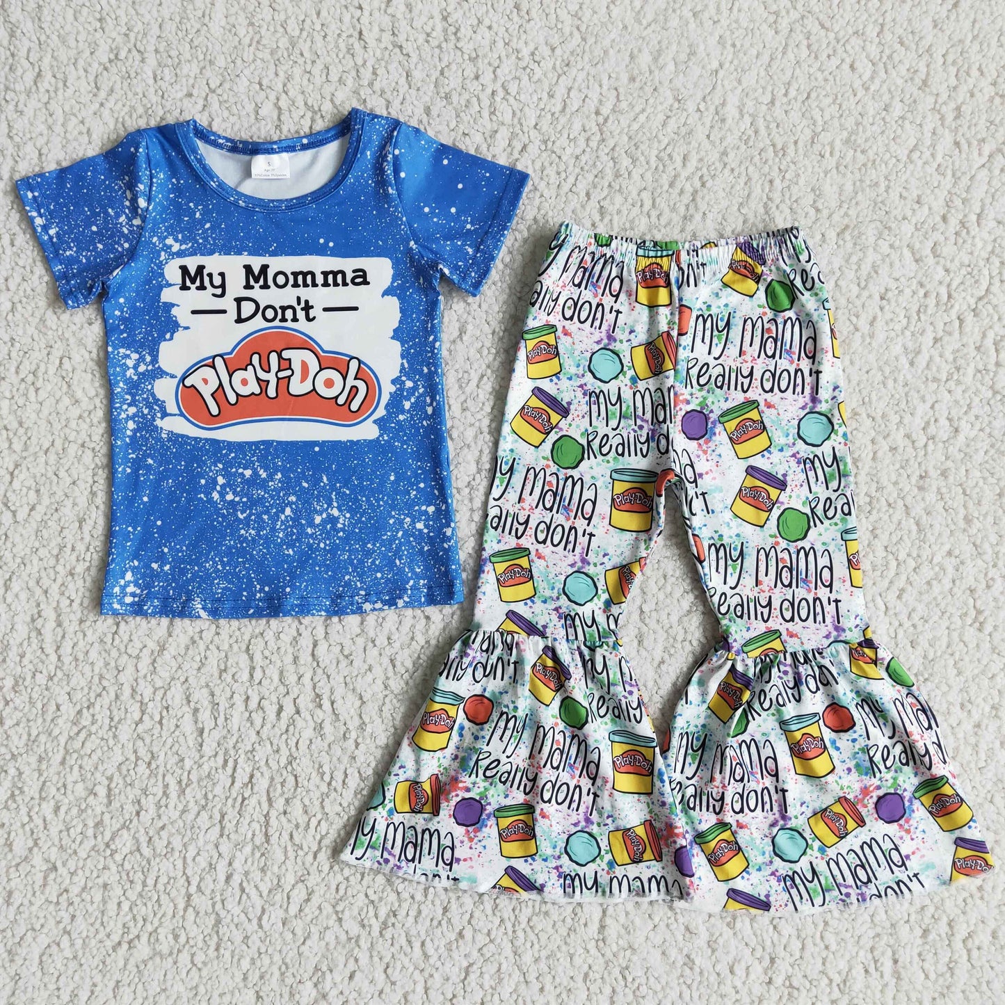 (Promotion)Short sleeve bell bottom pants outfits D11-3