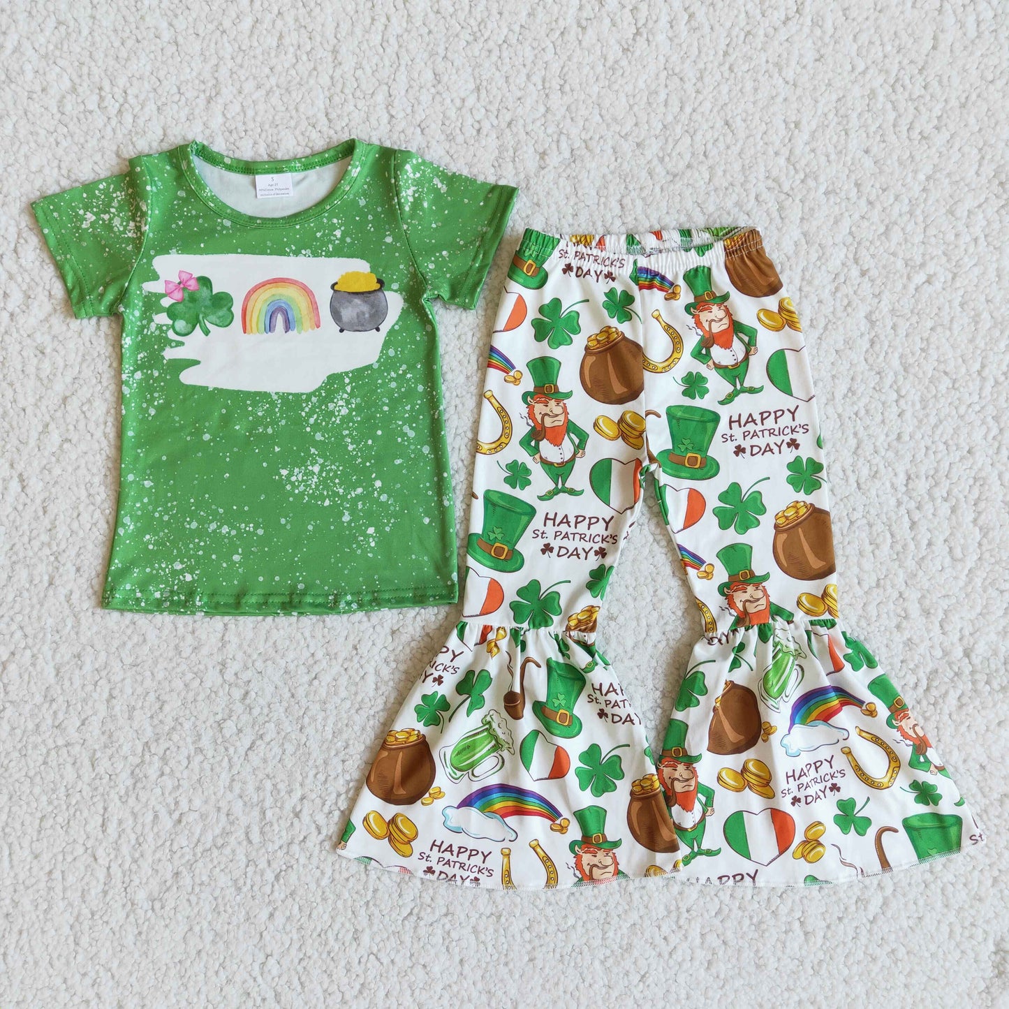 (Promotion)Short sleeve bell bottom pants St. Patrick Days' outfits B16-11