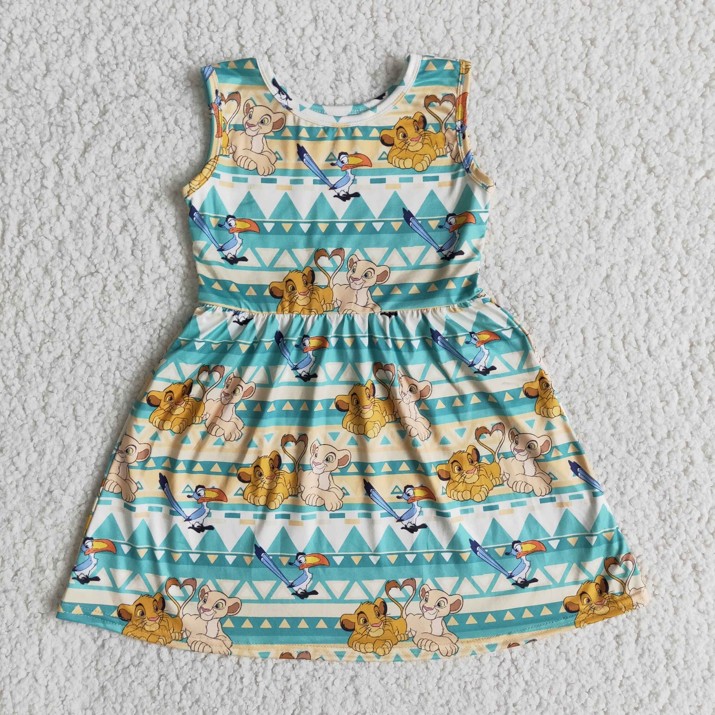 (Promotion)Sleeveless knee length cartoon lion dress E13-1