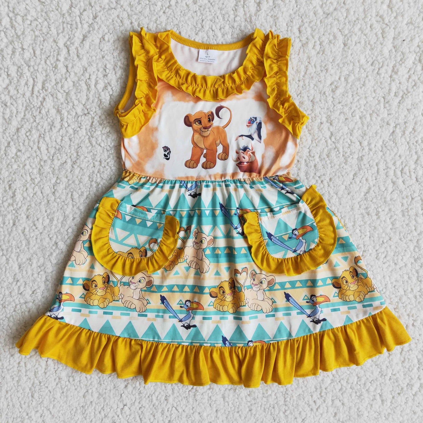 (Promotion)Sleeveless knee length cartoon lion dress E13-5
