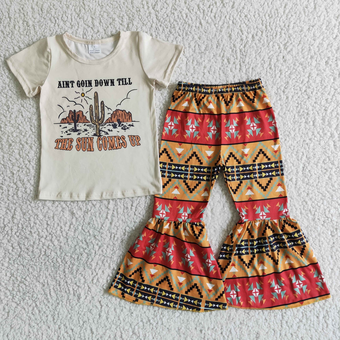 (Promotion)Short sleeve bell bottom pants outfits B14-28
