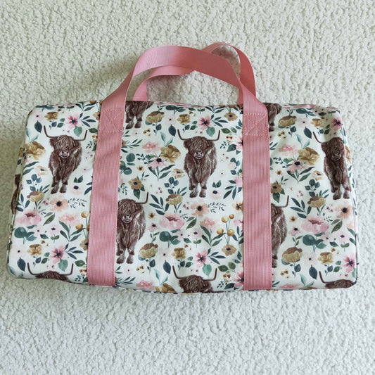 Gym floral highland cow print bag BA0008 Overnight Bags