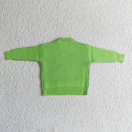 BT0099 Green Frog Smiling Kids Christmas Sweater