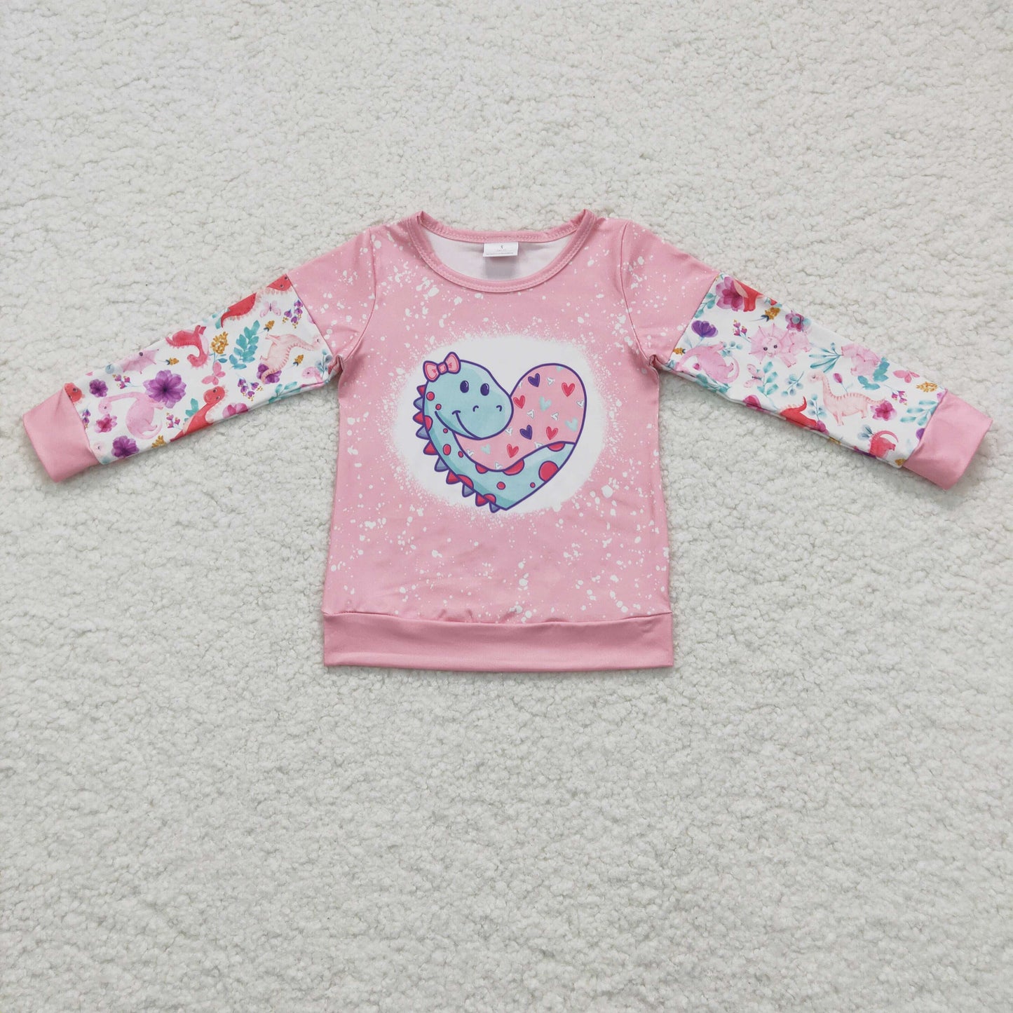Girls pink dinosaur print top GT0087