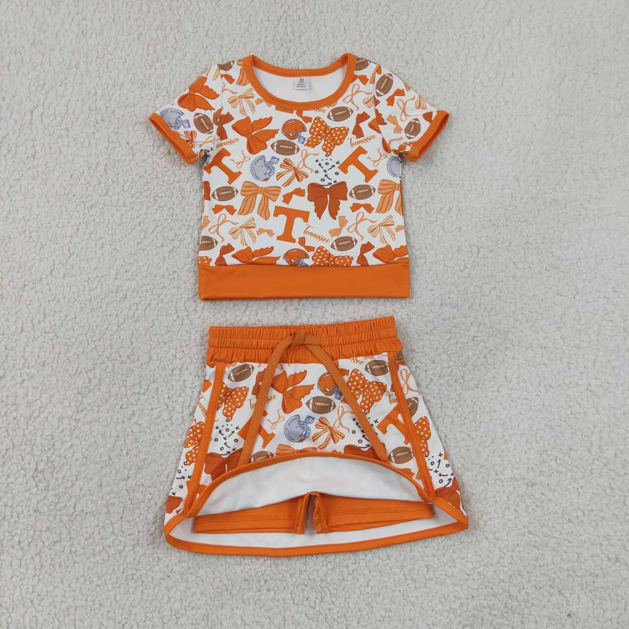 GSD4181 Teams Tennessee Bows Print Girls Summer Yoga Clothes Set