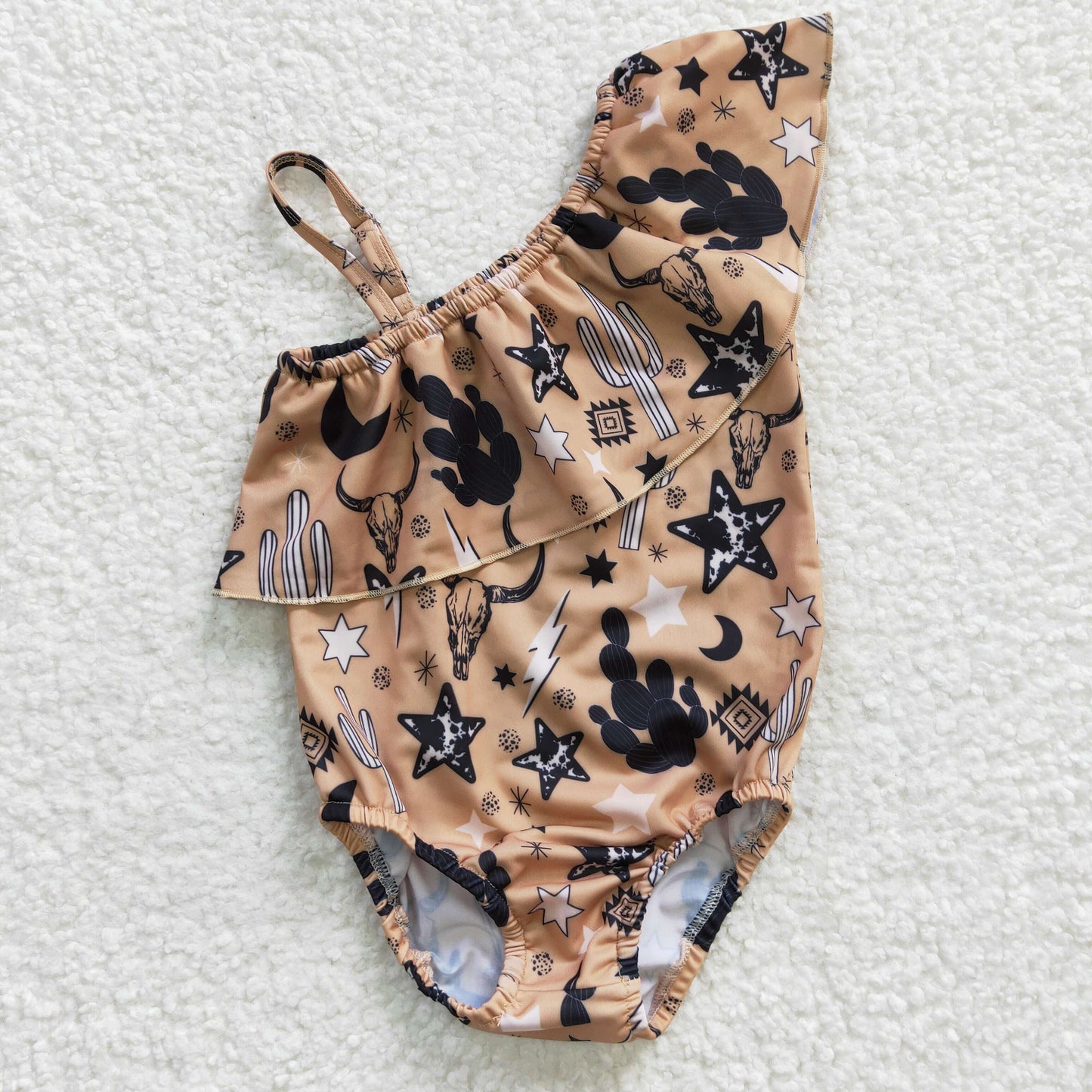 Girls western cow print swimsuit S0032