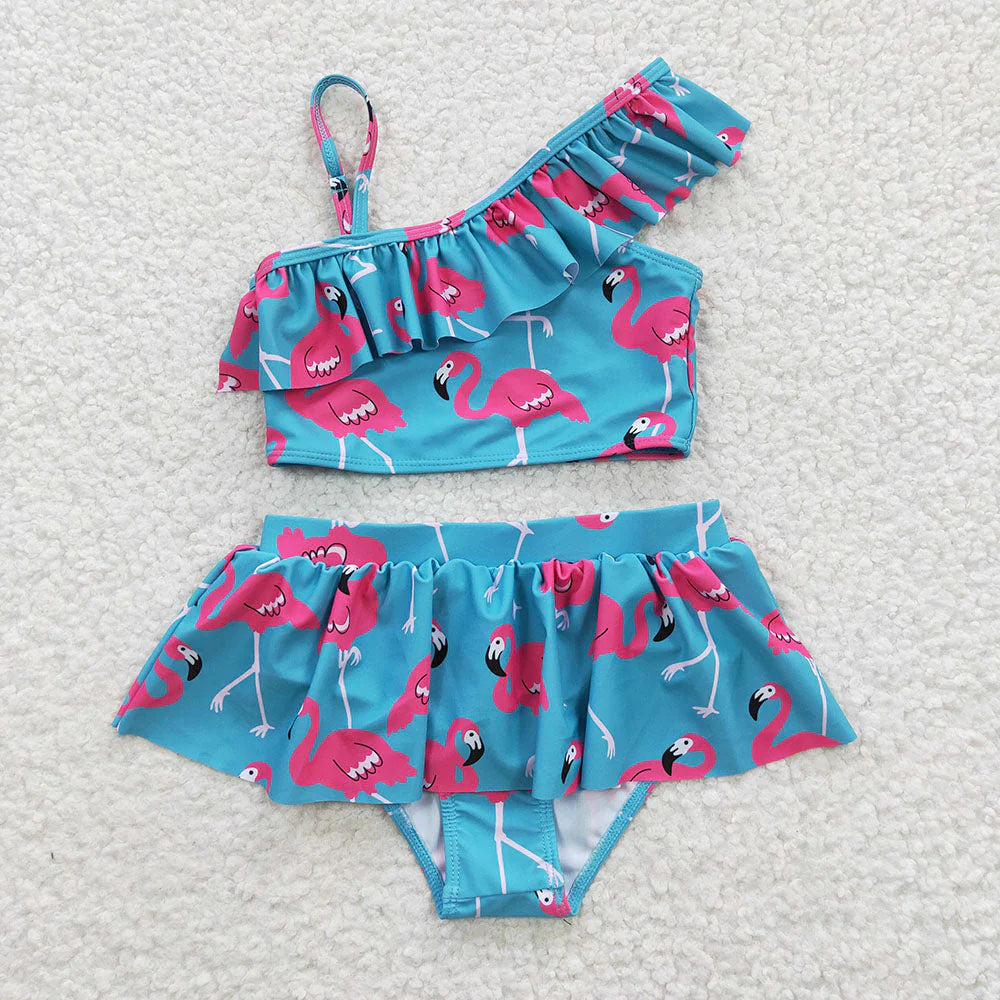 Sibling Baby Girls Western 2pcs Ruffles Beach Wear Swimsuits