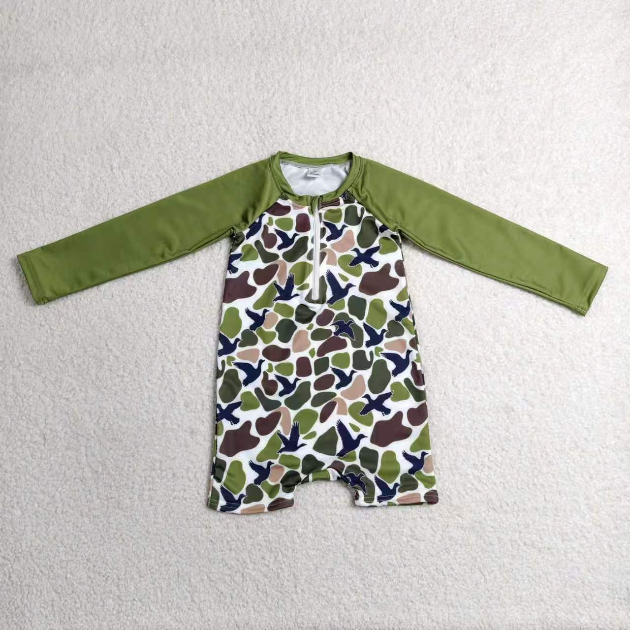 Sibling Baby Girls Boys Green Camo Swimsuits