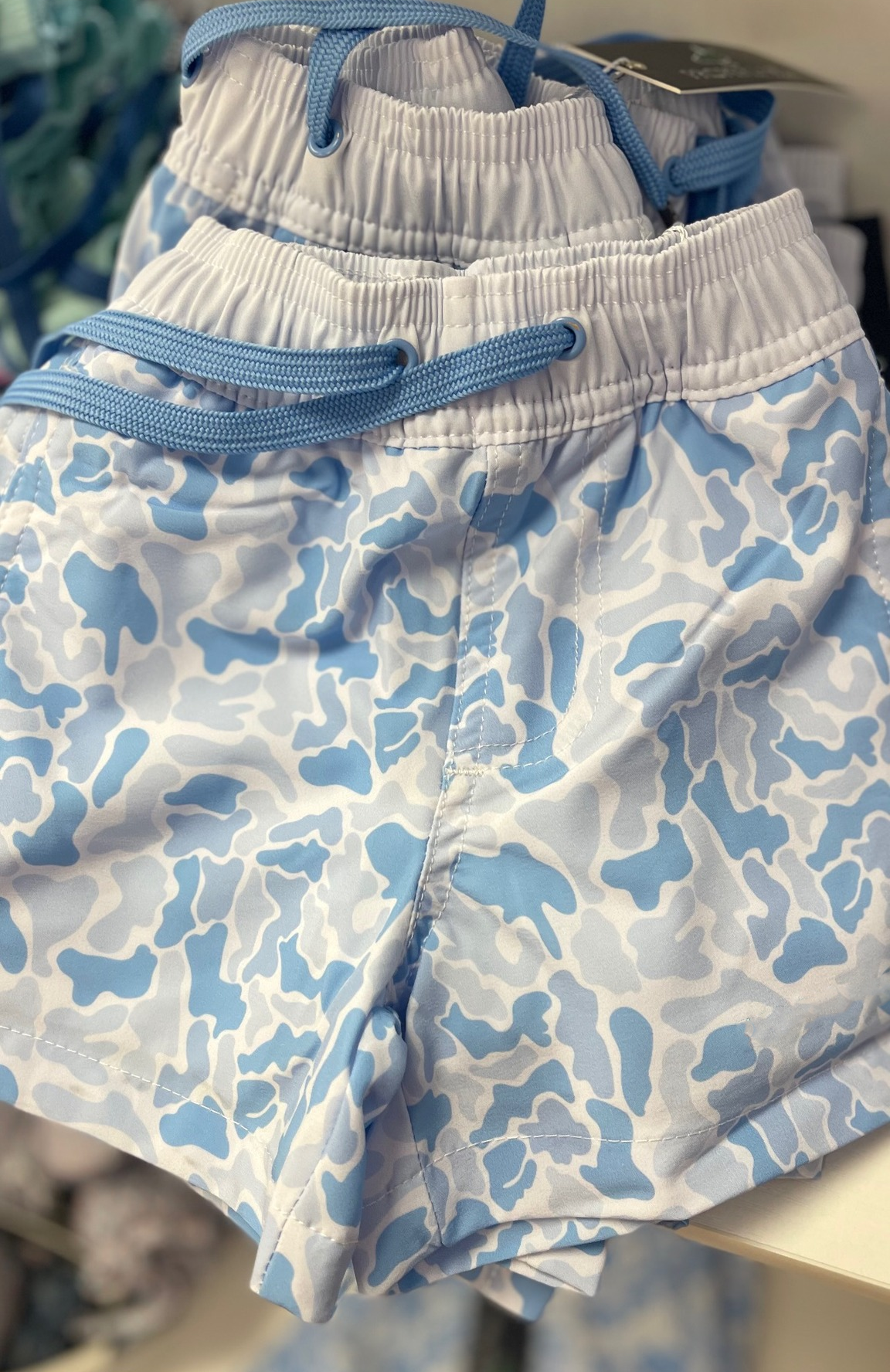 3.21 S0766 Preorder Blue Camo Print Boys Swim Trunks