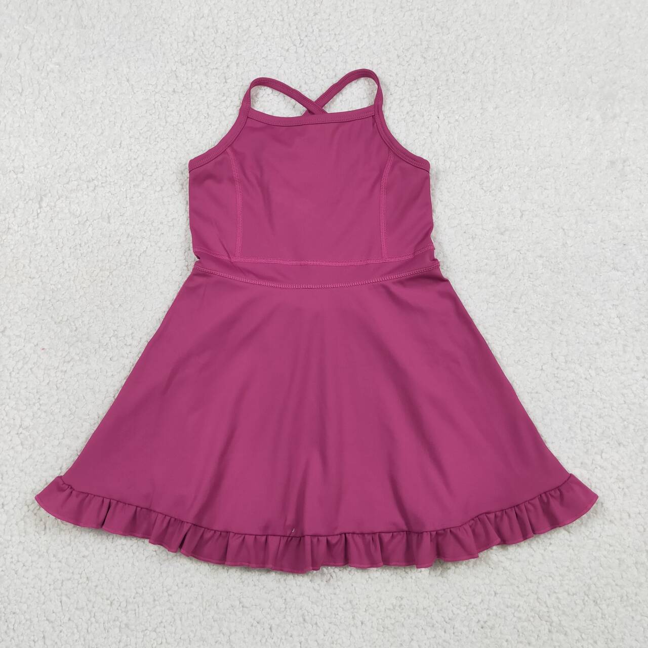 14 Colors Baby Girls Strap Ruffle Yoga Knee Length Dress Sisters Wear