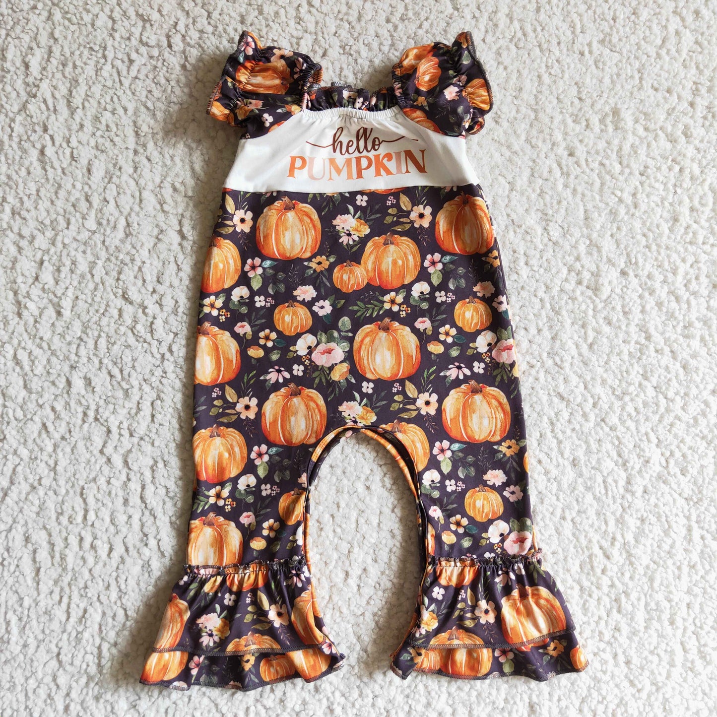 Girls short sleeve punpkin romper SR0093
