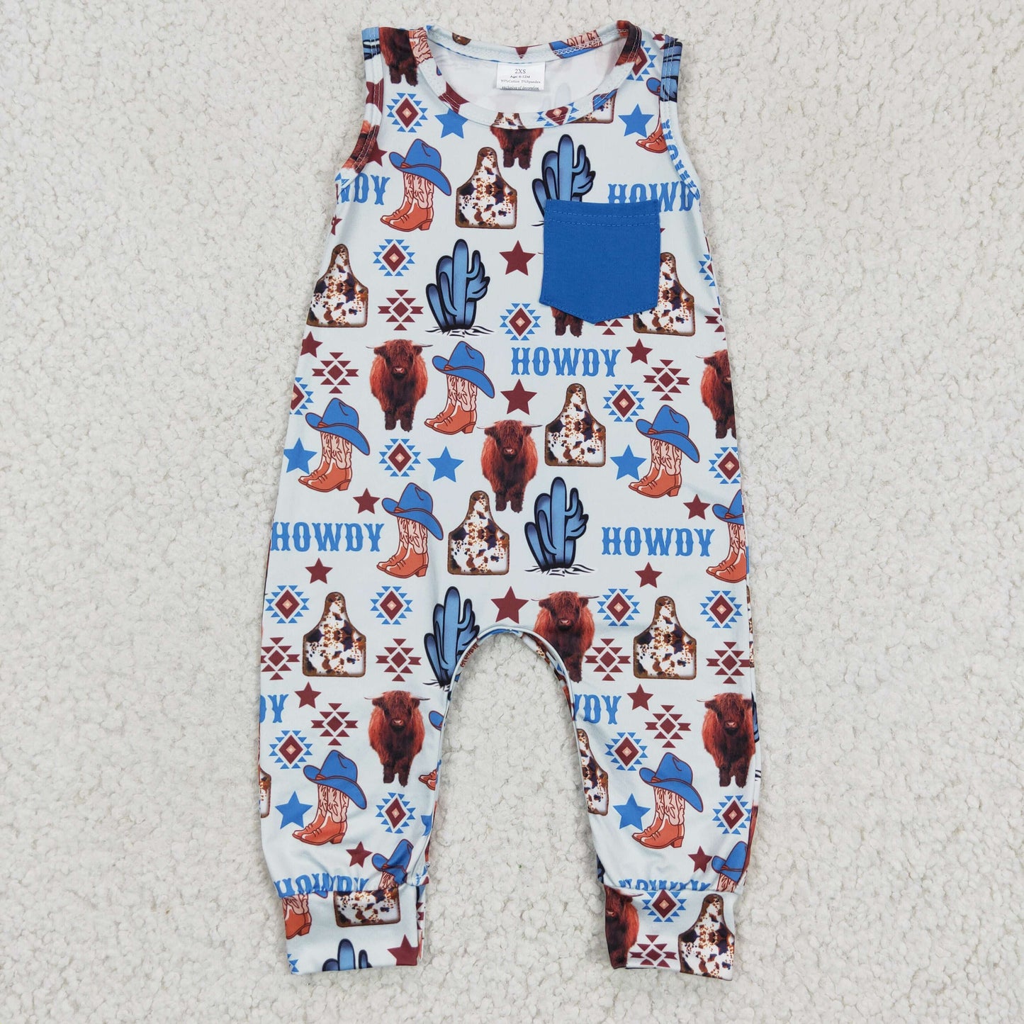 Baby western design sleeveless romper SR0115
