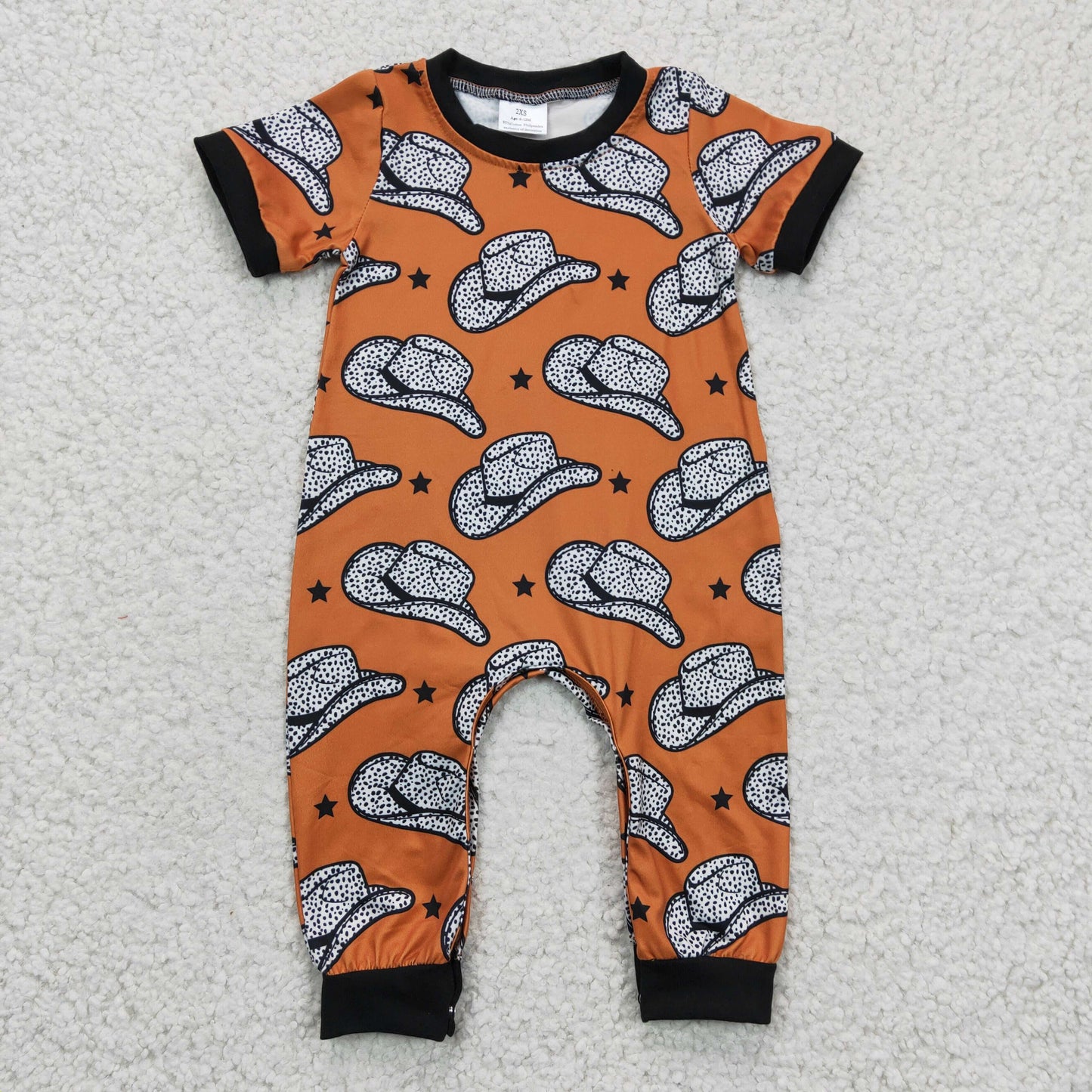 Baby hat print western romper SR0141