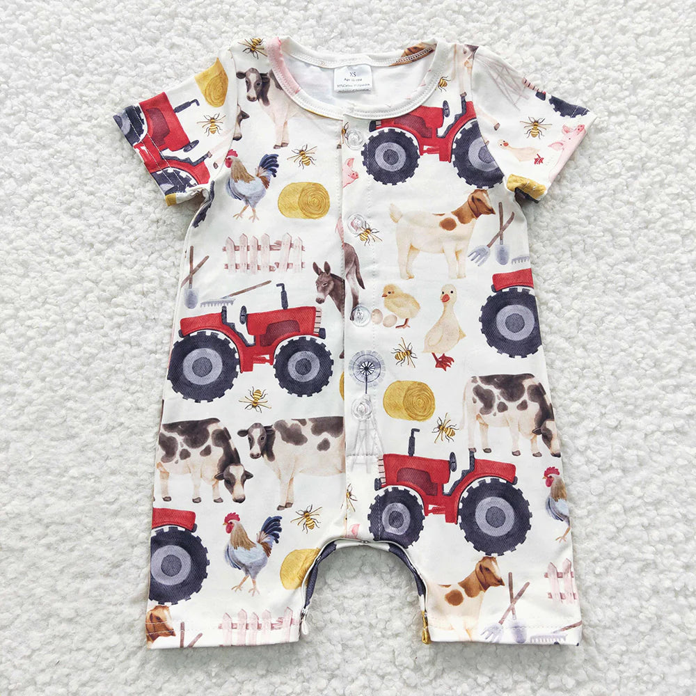 Sibling Baby Boys Western Buttons Summer Rompers