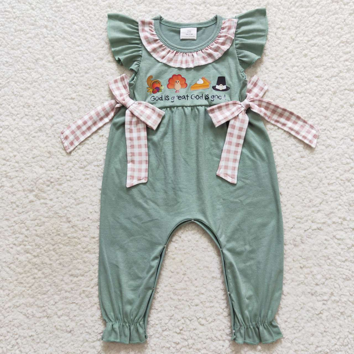 SR0438 Turkey Pie Vinyl Baby Girls Thanksgiving Romper