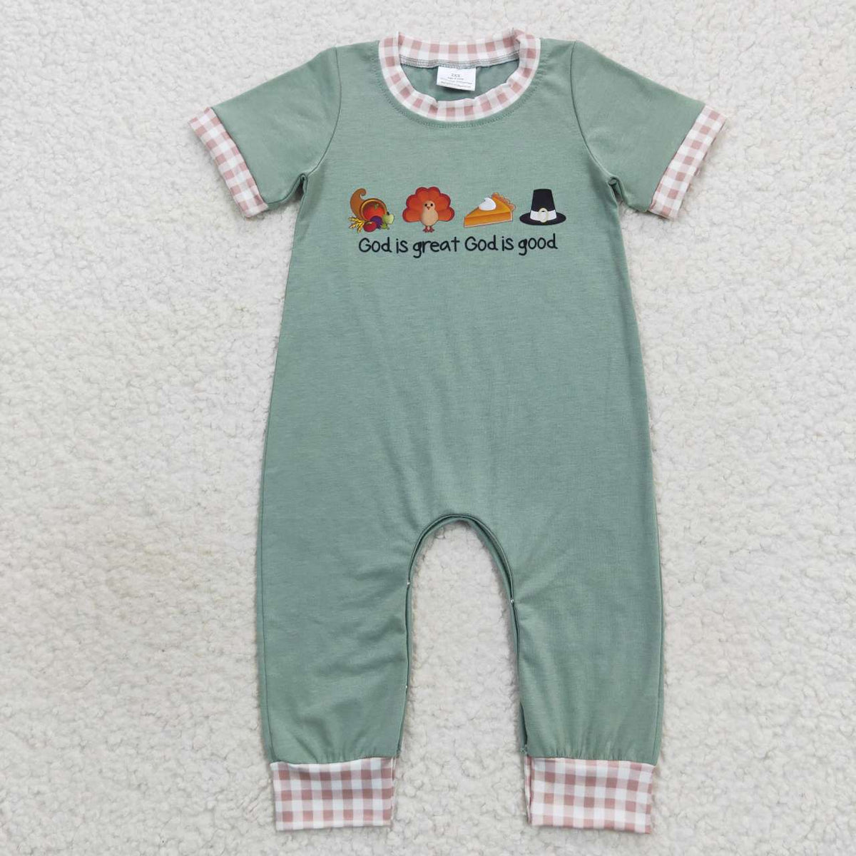 SR0439 Turkey Pie Vinyl Baby Boys Thanksgiving Romper