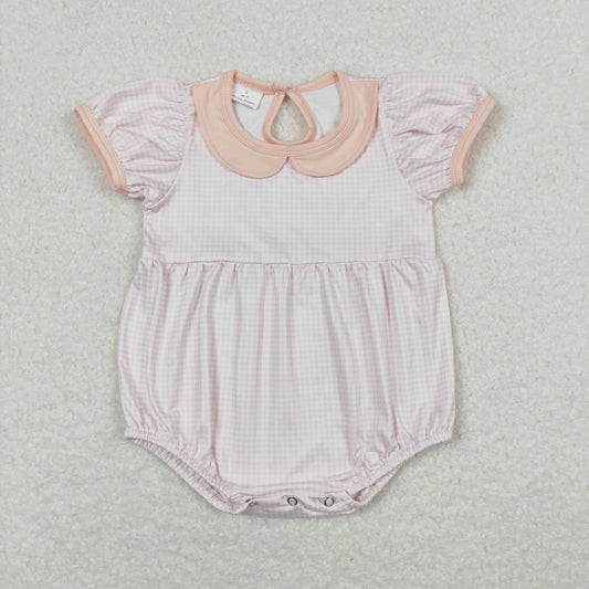 Sibling Baby Boys Girls Pink White Checked Rompers
