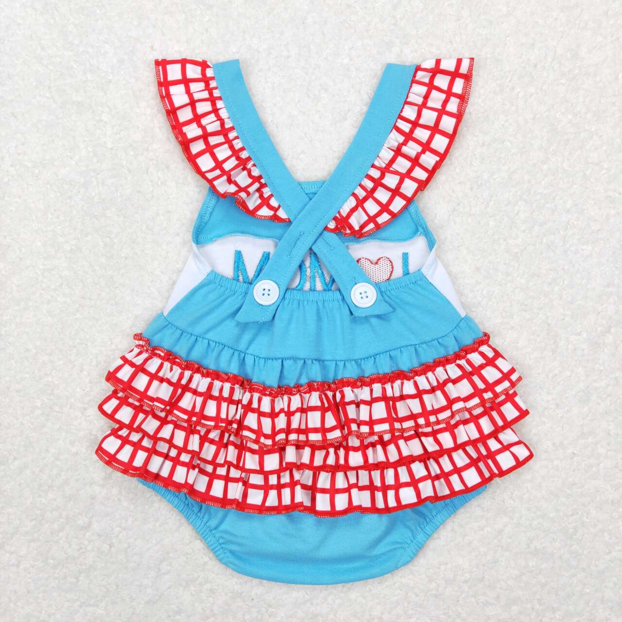 Sibling Toddler Girls I Love Mom Flutter Sleeve Dress and Bubble Romper