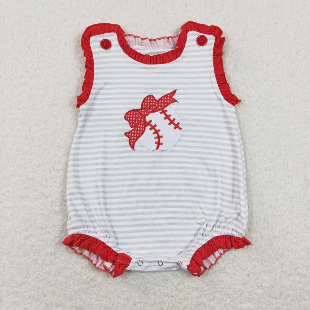 Sibling Baby Girls Bow Baseball Rompers Clothes Sets