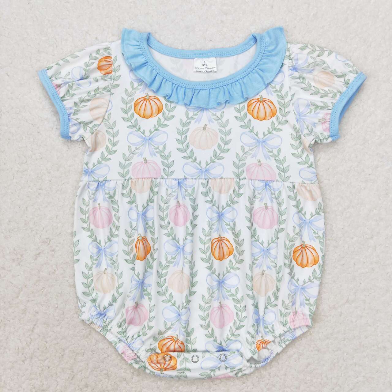 SR1730 Pumpkin Bows Baby Girls Fall Romper