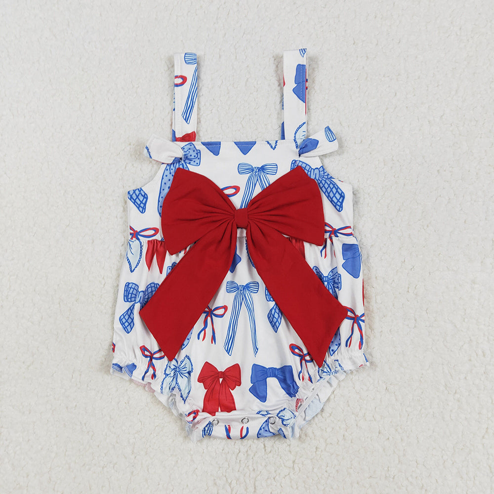 SR2606 Bows Baby Girls 4th of July Strap Romper