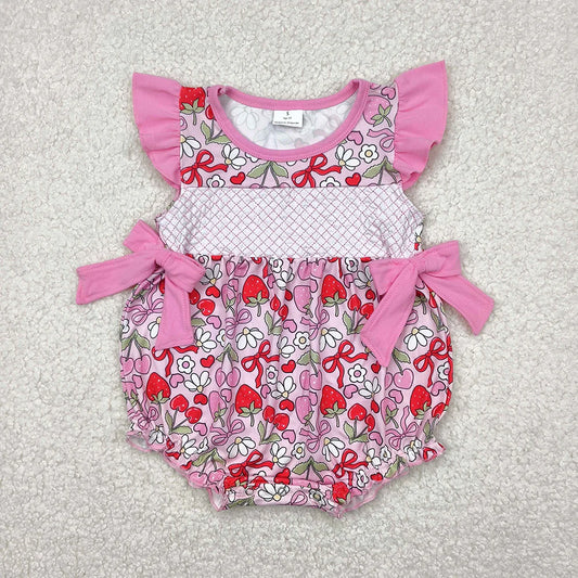 Sibling Embroidery Baby Infant Girls Flutter Sleeves Bows Ruffle Rompers