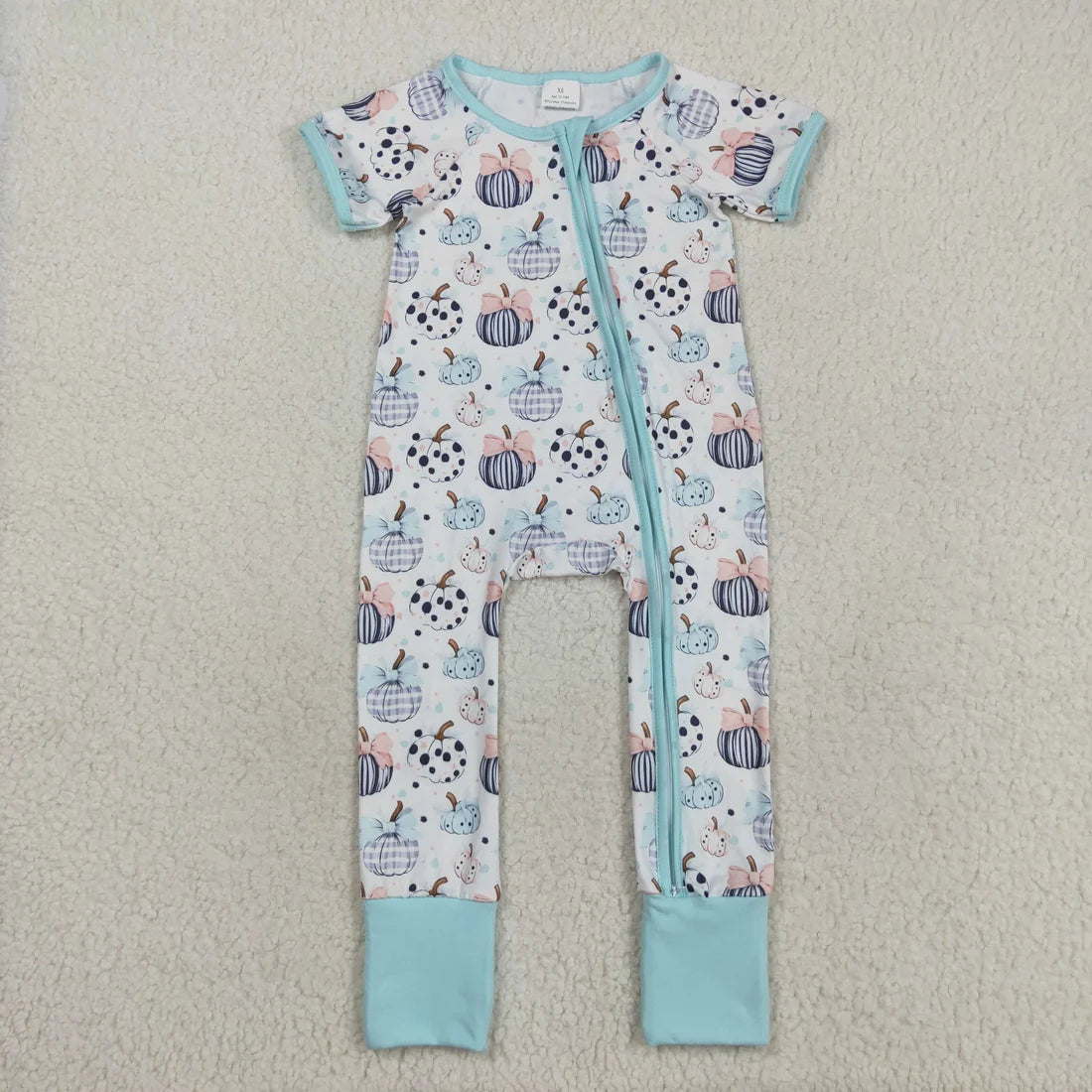 Sibling Baby Girls Bows Pumpkins Top Flare Pants Fall Clothes Set Zip Rompers