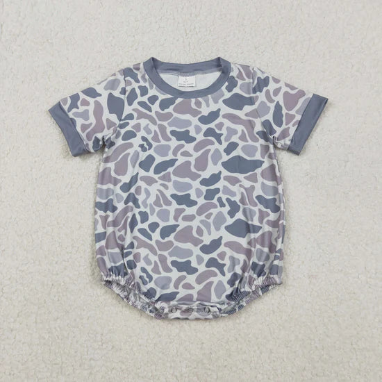 Sibling Baby Boys Girls Southern Light Grey Camo Romper Jumpsuits