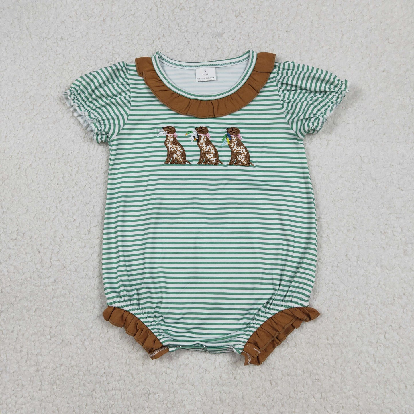 Sibling Baby Girls Embroidery Duck Dogs Ruffle Shorts Hunting Clothes Sets Rompers