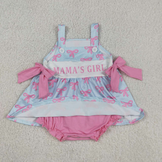SR3426 MAMAS GIRL Bows Skirted Baby Girls Summer Romper