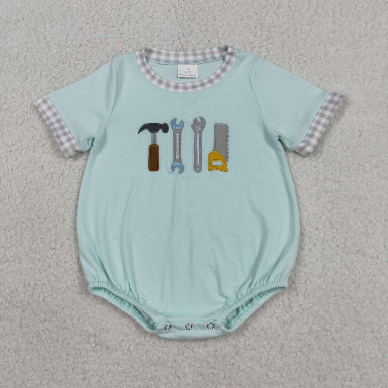 SR3541 Tools Embroidery Baby Boys Summer Romper