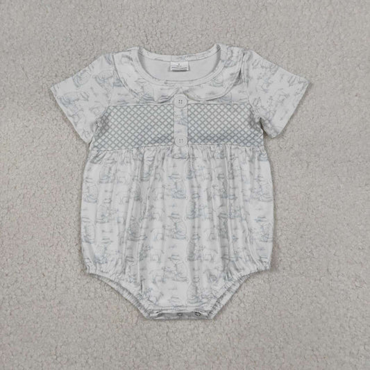 Farm Sheep Print Baby Girls Summer Doll Collar Romper