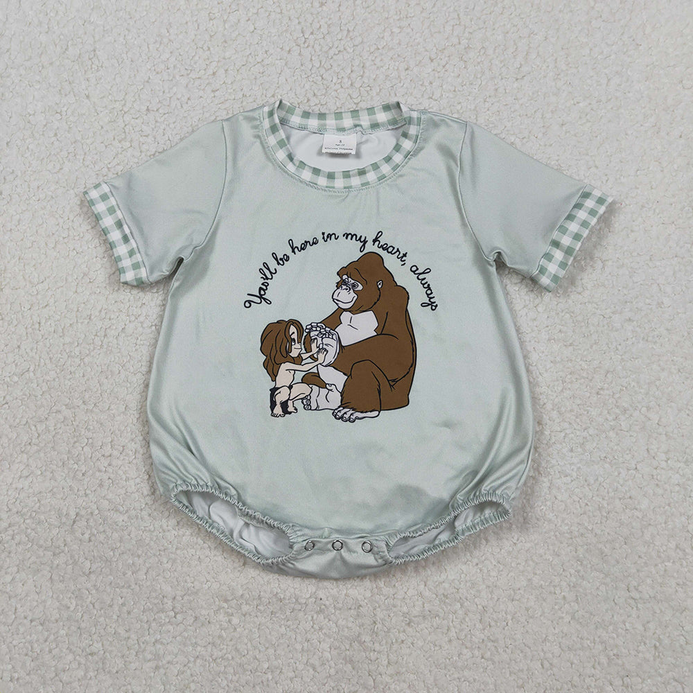 SR3588 Cartoon Monkey Print Baby Boys Summer Romper
