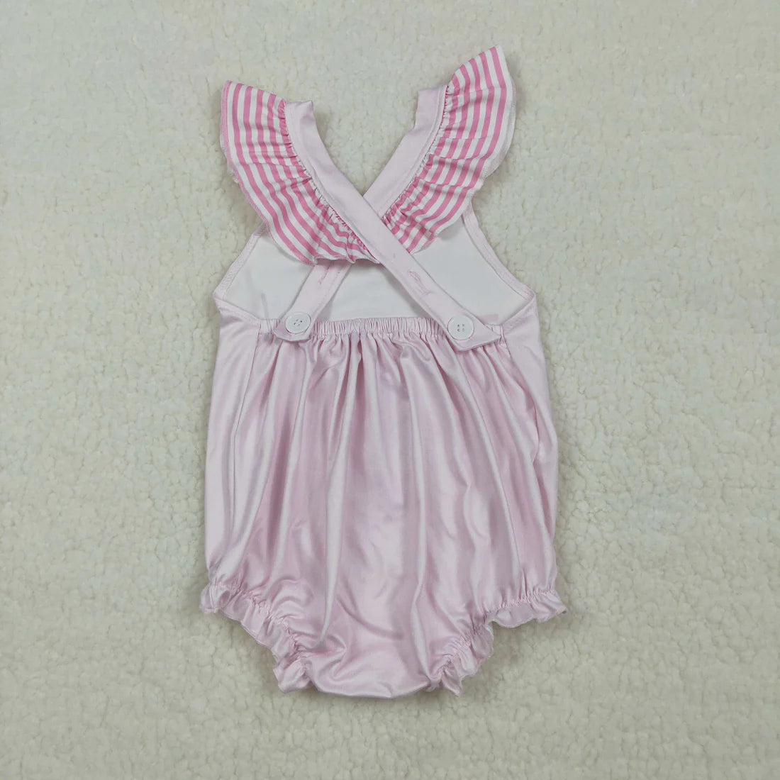 Sibling Baby Girls Pink Stripe Best Day Ever Tunic Ruffle Short Clothes Set Back Bow Rompers