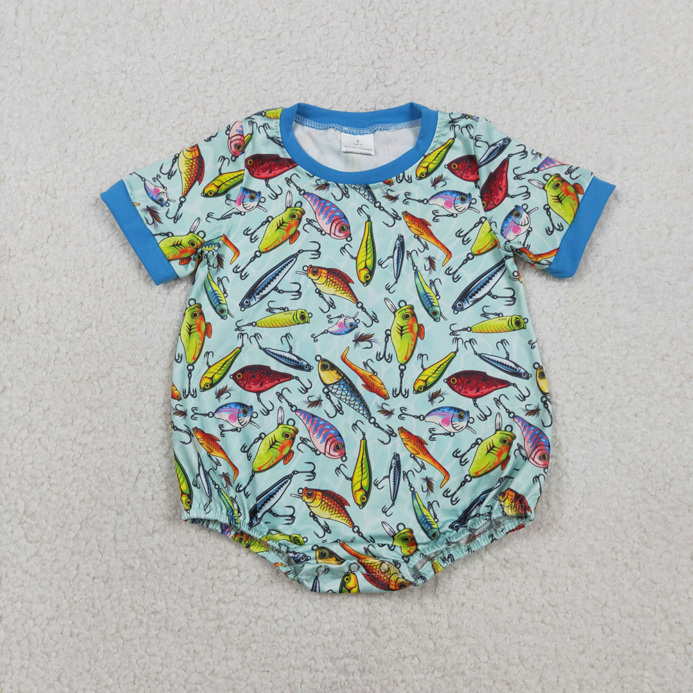SR3824 Fishhook Print Baby Boys Summer Summer