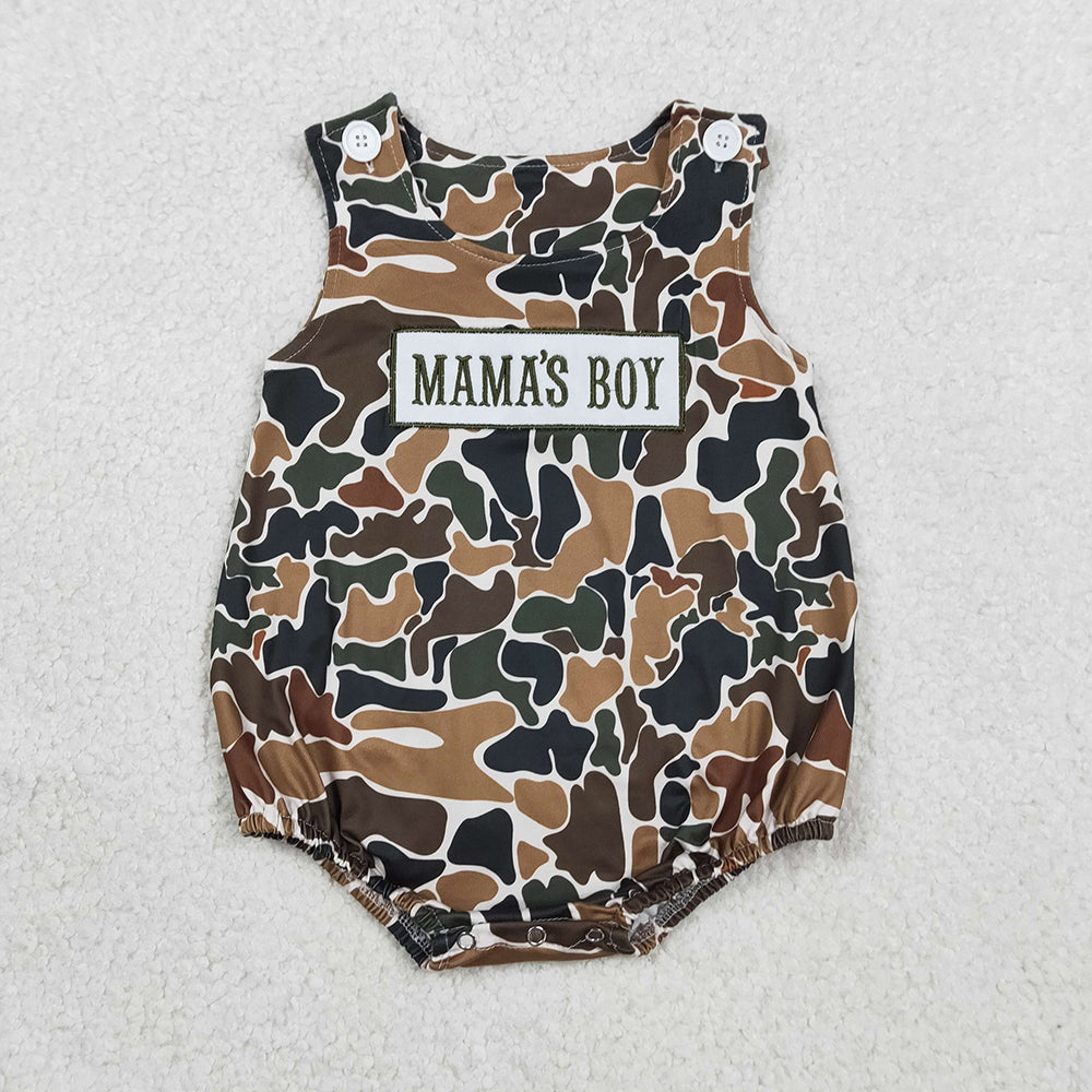 SR3908 MAMAS BOY Embroidery Camo Print Baby Boys Summer Sleeveless Summer
