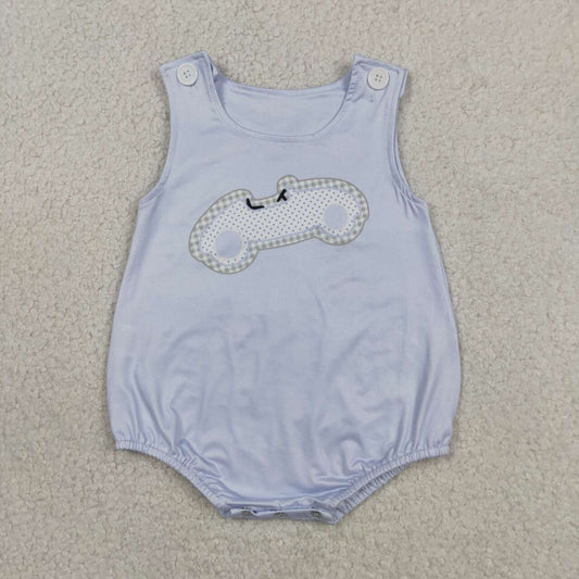 SR4013 Car Dots Light Blue Baby Boys Sleeveless Romper