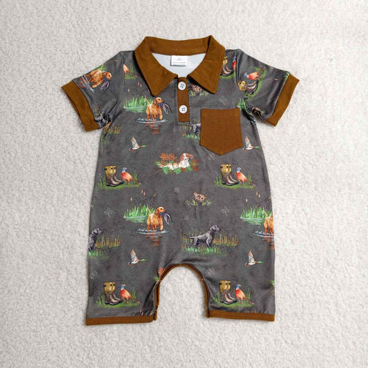 Sibling Baby Boys Southern Hunting Dog Duck Shorts Set +Romper