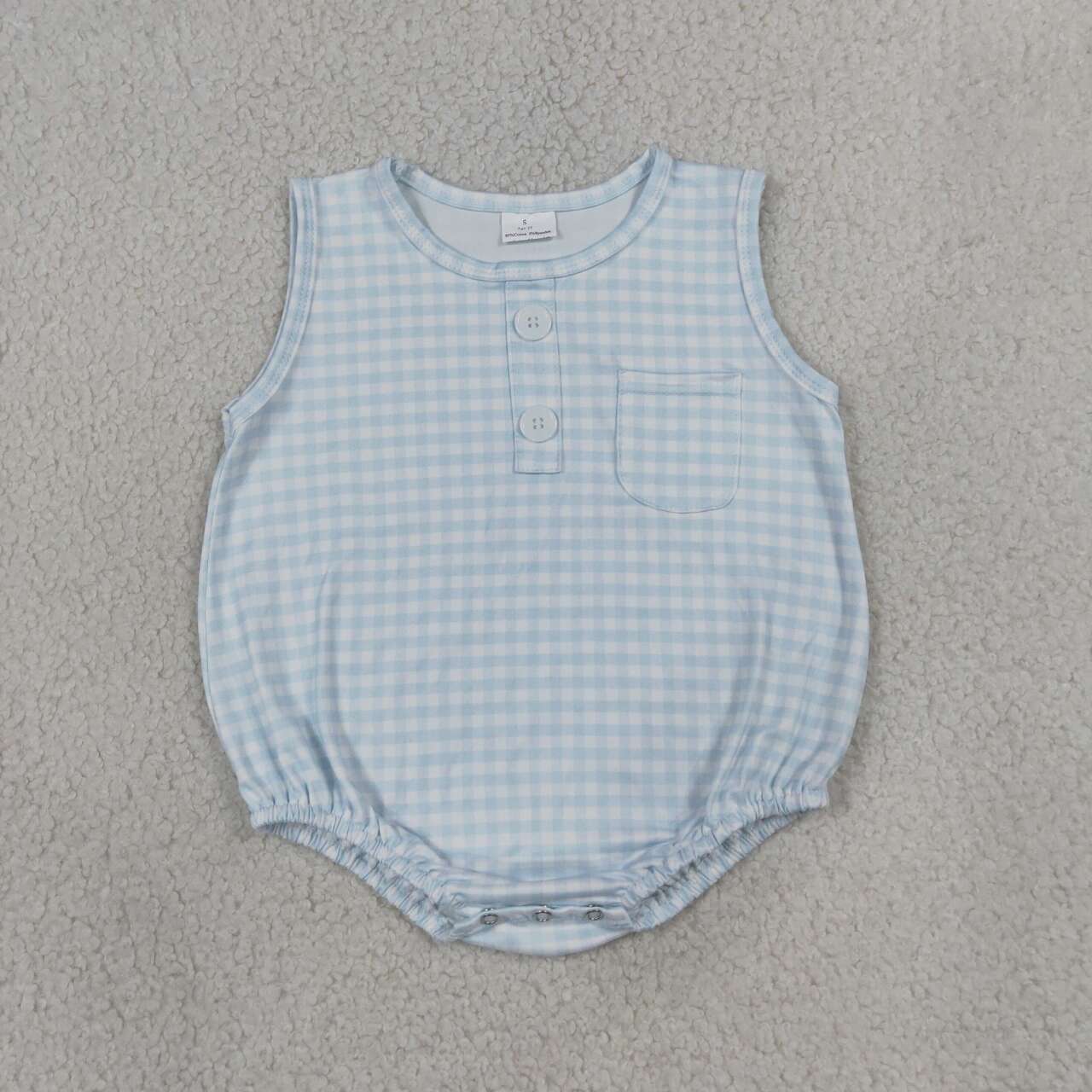 Sibling Baby Boys Gingham Sleeveless Bubble Romper