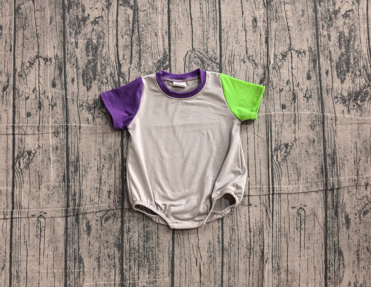 Baby Boys Short Sleeve Grey Purple Patchwork Rompers Preorder